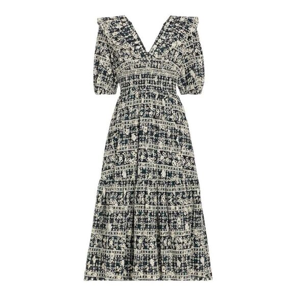 En Saison Alessandra Cotton Eyelet Midi Dress Size Small - Picture 3 of 16